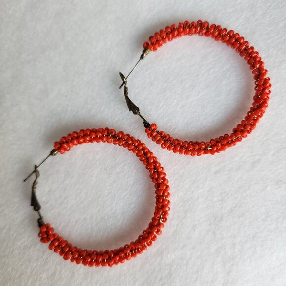 Beaded Hoop Earrings - Picture 1 of 4